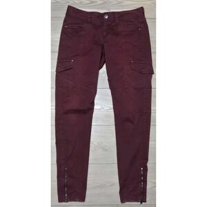 Athleta Slim Ankle Zip Pants Size 30x31 Maroon Red Cargo Outdoor